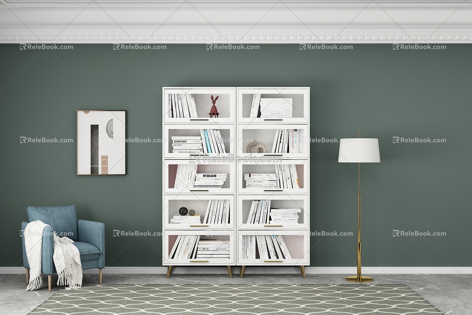 Modern bookcase chest of drawers 3d model