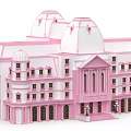 Pink Classical Detached Villa with Domes Columns and Symmetrical Windows