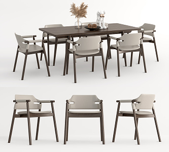 Modern Dining Table and Chair Combination Long Table Decoration Combination Dining Chair 3d model