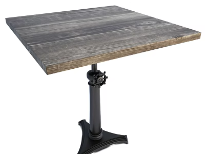 Rustic Industrial Dining Table With Distressed Gray Wood Top And Black Metal Base 3d model