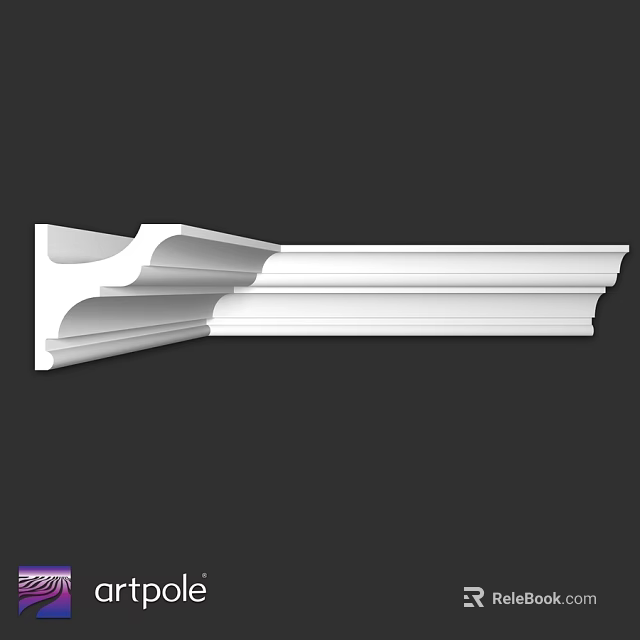 White Decorative Molding with Curved Layers and Architectural Design Details 3d model 