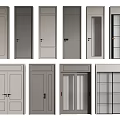 Modern Hinged Doors With Various Panel And Glass Designs For Home Interior 3d model