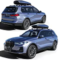 Blue SUV Car With Modern Exterior Design And Roof Rack On Top