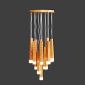 Modern Wooden Chandelier With Multiple Hanging Light Columns For Interior Lighting Design