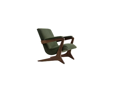 Green Accent Chair With Wooden Arms And Modern Minimalist Design For Living Room 3d model