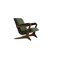 Green Accent Chair With Wooden Arms And Modern Minimalist Design For Living Room