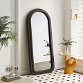 Full Length Black Frame Mirror In Modern Interior With Plants And Window Blinds