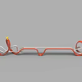 Modern Garden Landscape With Ribbon Like Curved Red Blue Paths And Structures