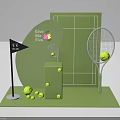 Green Themed Photo Spot With Tennis Rackets Balls Give Me Five Sign And Black Flag
