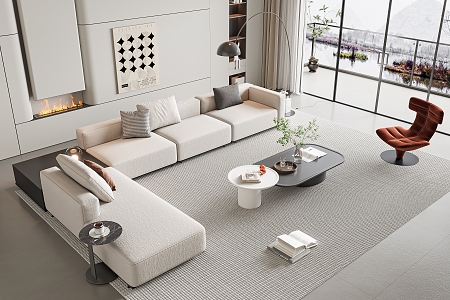 Modern sofa coffee table combination 3d model