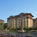 Elegant Multi Story Residential Building With Landscaped Gardens And Large Windows