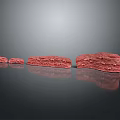 Red Rock Terrain With Gradually Increasing Size And Textured Surface On Black Reflective Base 3d model