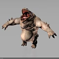 Fierce 3D Monster Character With Open Mouth Sharp Teeth Bulky Spiked Body And Thick Limbs