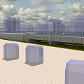 Urban Road Infrastructure With Concrete Pillars Elevated Road And City Buildings