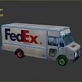 FedEx Express Silver Delivery Truck With Brand Logo And Side Windows