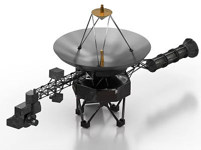 Detailed Spacecraft Model With Large Dish Antenna Metal Support Structure And Instrument Module 3d model