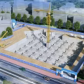Basic stage of construction process of modern construction site 3d model