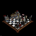 Creative Building Blocks Chess Set With Black White Checkered Board And Detailed Figures