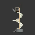 Spiral Staircase Model With Wooden Steps And Concrete Base Structure 3d model