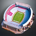 Alabama Crimson Tide Stadium Architecture With Red Seats Green Football Field And White Roof