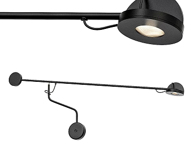 Contemporary Black Wall Lamp With Adjustable Arm And Sleek Metal Design 3d model