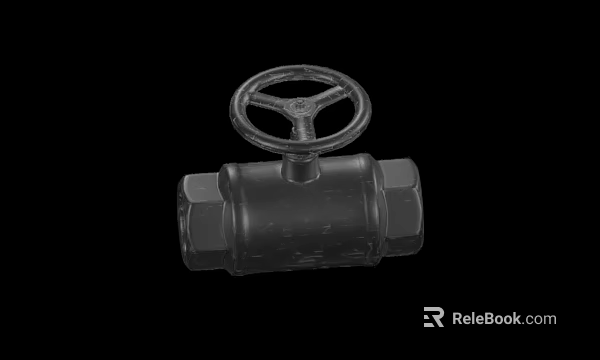 Water Faucet With Wheel Handle Metal Construction And Hexagonal Connectors On Black Background 3d model 