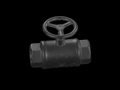Water Faucet With Wheel Handle Metal Construction And Hexagonal Connectors On Black Background 3d model