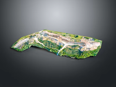 Detailed Terrain 3D Model With Vegetation Covered Areas And Pathways Structure 3d model