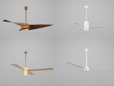 Modern Style Ceiling Fan Designs With Wooden White Finishes And Light Fixtures 3d model
