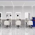 Modern Beauty Salon Interior With Reception Desk Mirrors White Chairs And Display Shelves