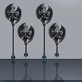 Elegant Swing Door Decorative Handles With Metal Design And Blue Gem Accents