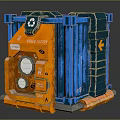 EAGLE 0773 Recycling Container With Orange Blue Body Circular Components And Arrow 3d model