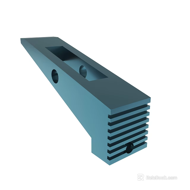 Blue Industrial Mechanical Component With Holes Fins And Structural Design 3d model 