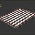 Modern Decorative Black and White Striped Rug with Golden Trim on Edges