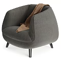 Stylish Gray Single Sofa With Brown Blanket And Black Legs For Modern Living Room Decor