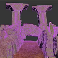 Ancient Stone Architecture With Twin Pillars Archway And Red Sandy Path