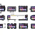 Car Computer Display Screens Various Models With Colorful Interfaces And Control Buttons