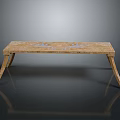Marble Top Bench With Carved Floral Patterns And Slender Curved Legs For Modern Home Decor