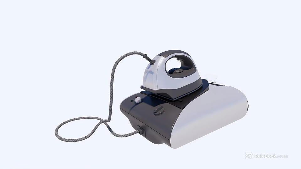 Modern Household Electric Iron With White And Black Design And Steam Function 3d model 