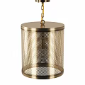 Brass Mesh Cylindrical Pendant Light With Hanging Chain And Modern Design