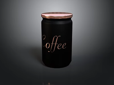 Black Coffee Storage Jar With Copper Lid And Gold Coffee Lettering 3d model