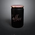Black Coffee Storage Jar With Copper Lid And Gold Coffee Lettering