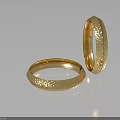 Two Elegant Gold Bracelets With Hammered Textured Surface And Shiny Metallic Look