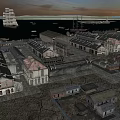 Ancient Architecture Complex With Traditional Roofs Courtyard And Stone Paved Ground At Sunset