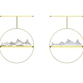 Circular Frame Chinese Style Chandelier Featuring Elegant Mountain Pattern Design