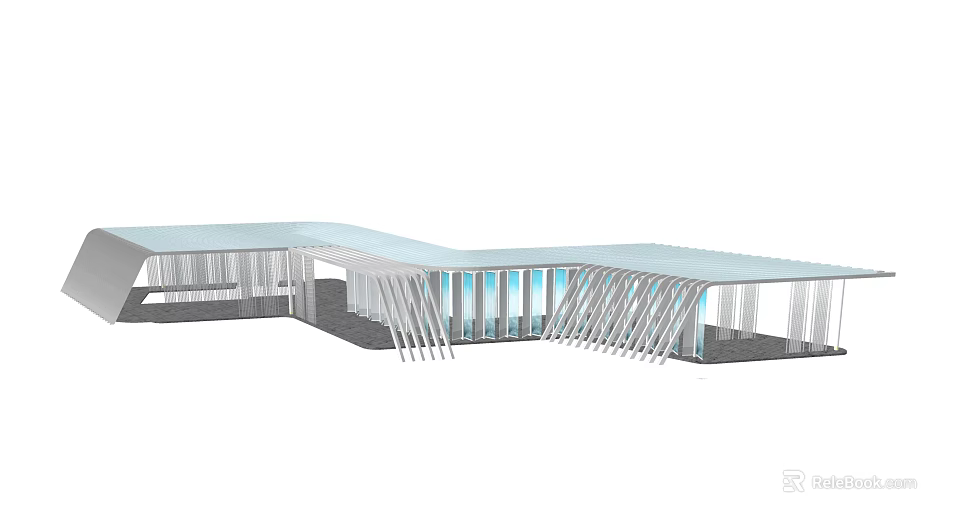 Modern Pergola Design With White Columns And Geometric Overhead Structure 3d model