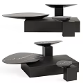Modern Coffee Table With Marble Top And Black Geometric Base For Home Interior 3d model
