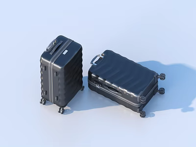 Two Black Textured Surface Luggage Pieces With Wheels And Different Sizes 3d model