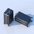 Two Black Textured Surface Luggage Pieces With Wheels And Different Sizes 3d model
