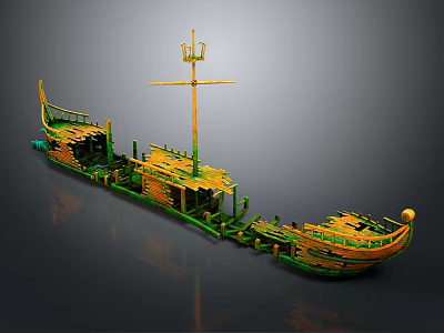 Wooden Ship Model Featuring Detailed Hull Mast And Frame Structure Design 3d model